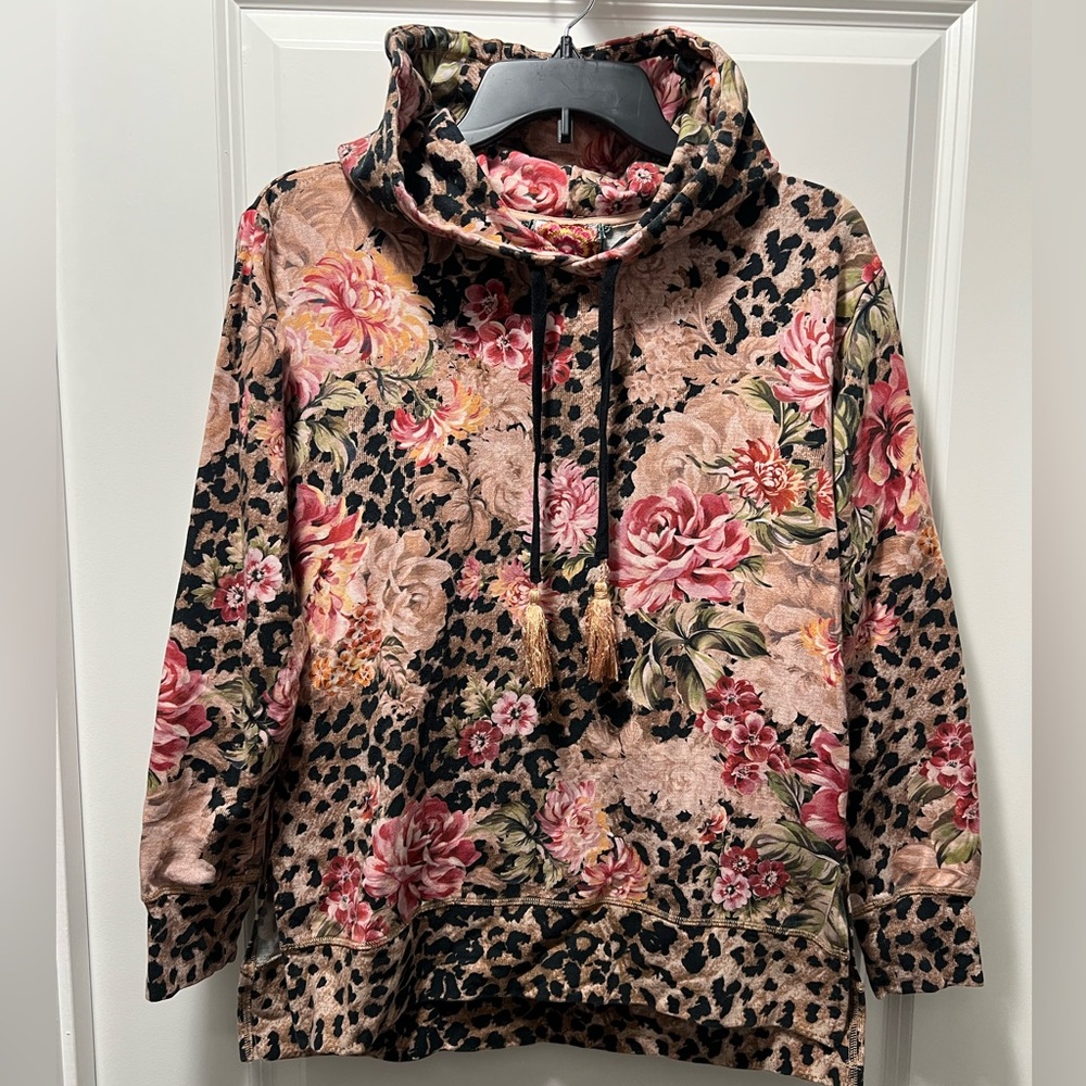 Los Angeles Apparel Floral and Leopard Print Hoodie
